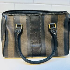 Vintage Fendi Pequin Stripe Boston Bag